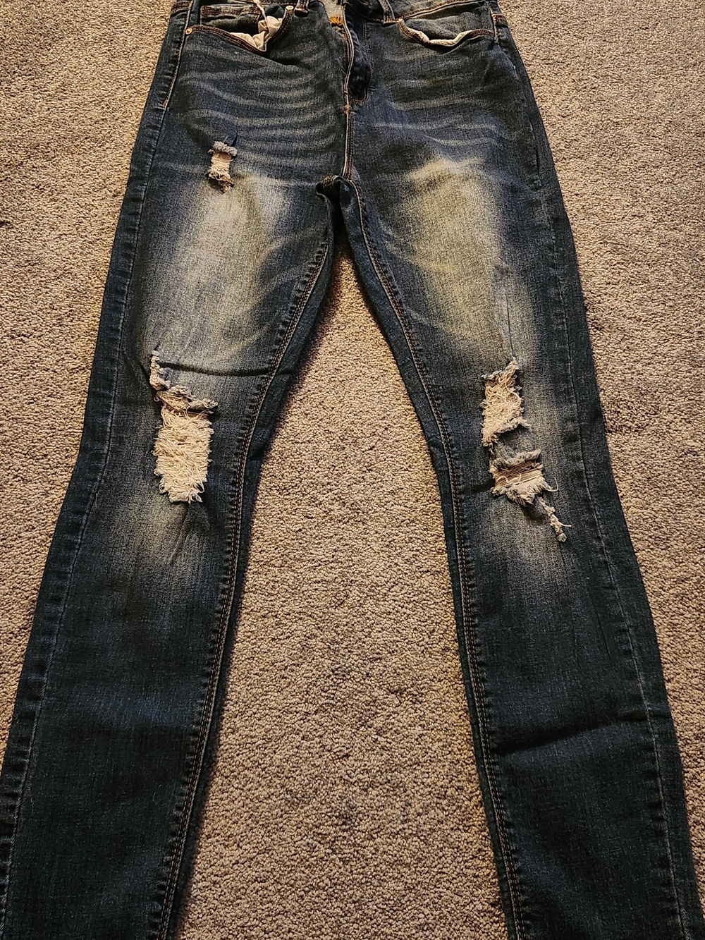 Indigo Rein Distressed Skinny Jeans - Dark Blue